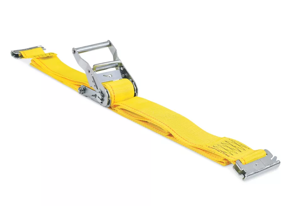 2" x 12' Yellow Interior Van Strap Ratchet Assembly with E-Track Fitting