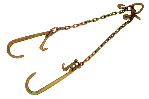 24" V-Bridle Chain with Big 15" J and Mini J Hooks - 4,700 WLL