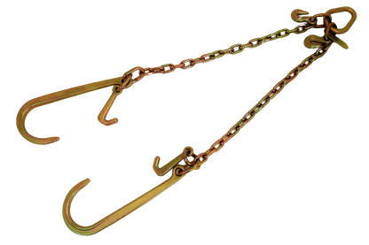 24" V-Bridle Chain with Big 15" J and Mini J Hooks - 4,700 WLL