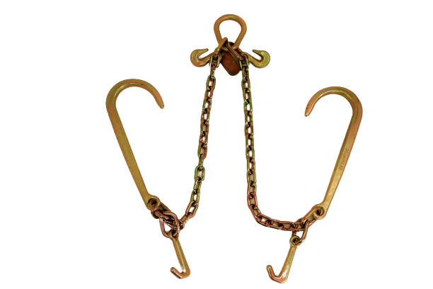 24" V-Bridle Chain with Big 15" J and Mini J Hooks - 4,700 WLL