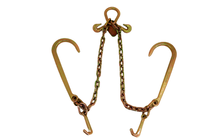 24" V-Bridle Chain with Big 15" J and Mini J Hooks - 4,700 WLL